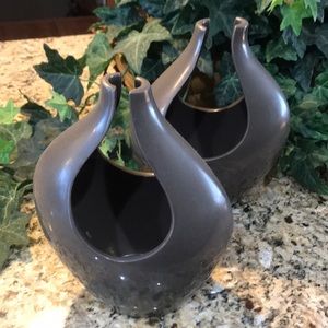 *Feature* Pair Decorative Accent Vases | Gray